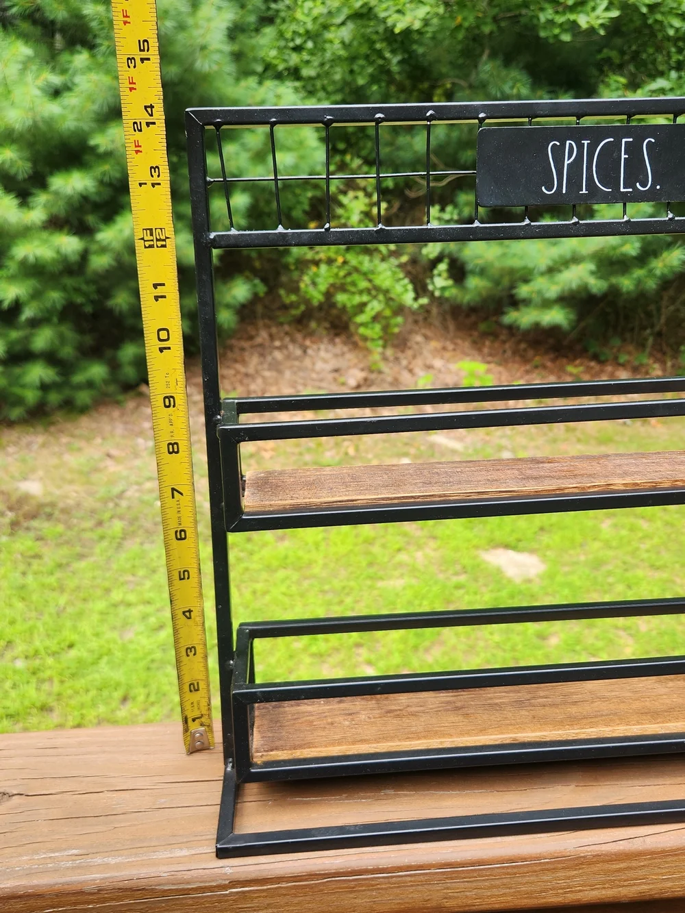 Rae Dunn Wood And Metal 'SPICES' Rustic Spice Rack